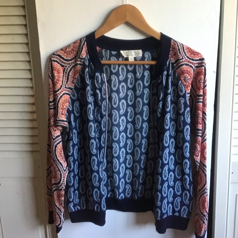Blue Paisley Lightweight Jacket Sz XS